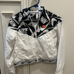 Nike Kids Black and White Swoosh Graphic Windbreaker Jacket